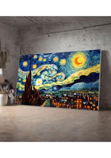 Kanvas Tablo The Starry Night "yıldızlı Gece" Vincent Van Gogh Tasarım Dekoratif Kanvas Tablo 70 x 100