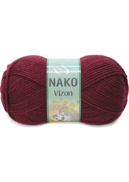 1 Adet Vizon Premium Akrilik El Örgü Ipi Yünü Renk NO:999 Bordo