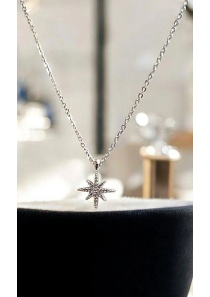 Yıldız Taşlı Çelik Gümüş Renkli Kolye fiyatları