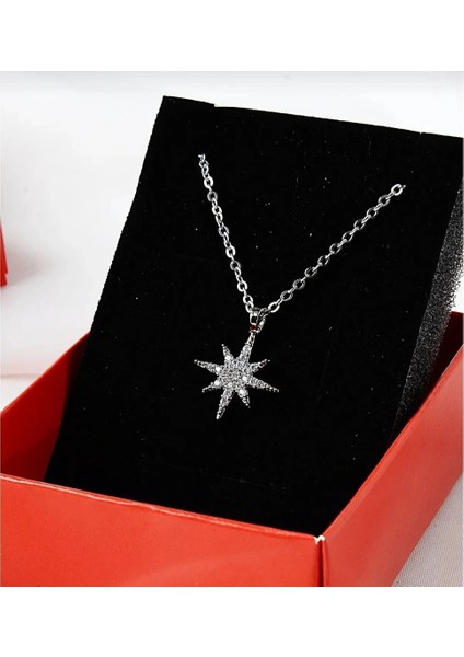 Yıldız Taşlı Çelik Gümüş Renkli Kolye modelleri