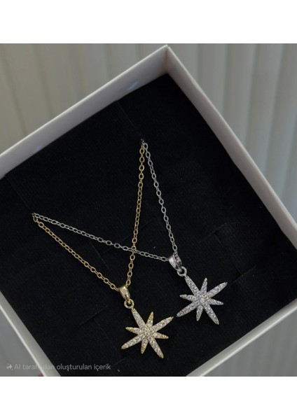 Yıldız Taşlı Çelik Gümüş Renkli Kolye fırsatları