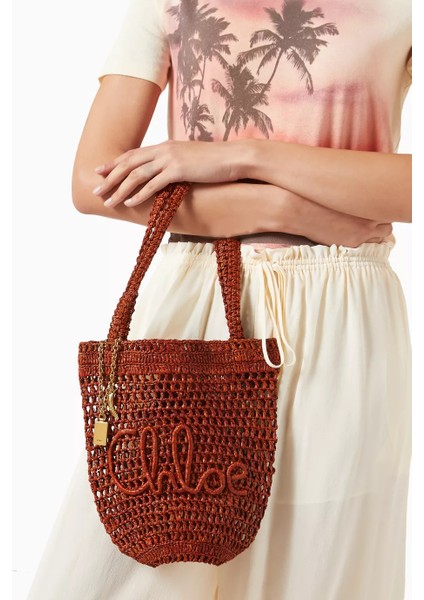 Chloé Raffia Küçük Yazlık Muz Tote Çantası, Şık & Hafif, El Dokuması fiyatları