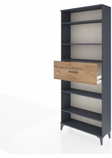 Arges Dolap 5 Raflı Tek Çekmeceli 88X30X221 Antrasit-Çam fırsatları