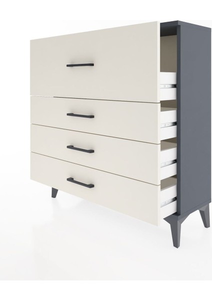 Arges Şifonyer 4 Çekmeceli 88X30X96 Antrasit-Aytaşı fırsatları