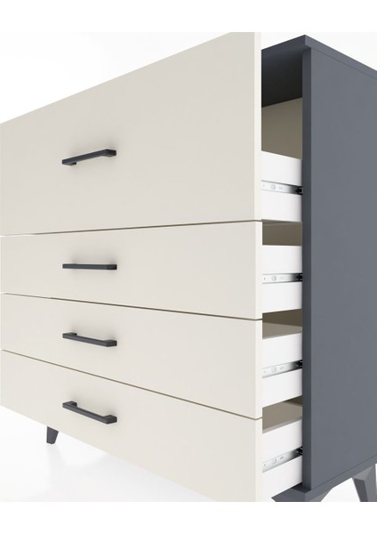 Arges Şifonyer 4 Çekmeceli 88X30X96 Antrasit-Aytaşı indirimleri
