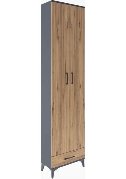 Arges Dolap 5 Raflı Tek Çekmeceli 2 Kapaklı 60X30X243 Antrasit-Çam fiyatları