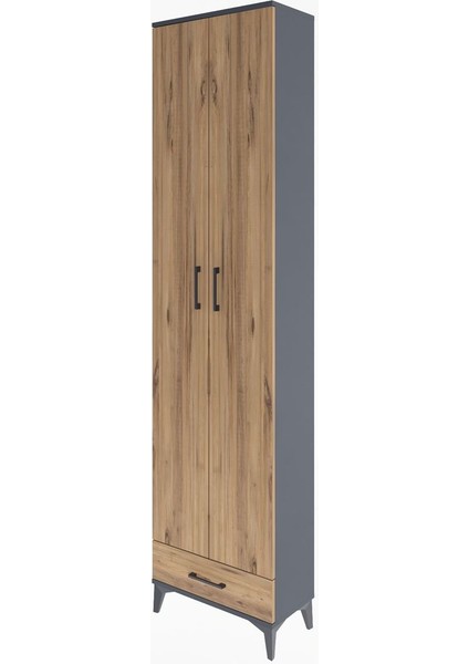 Arges Dolap 5 Raflı Tek Çekmeceli 2 Kapaklı 60X30X243 Antrasit-Çam modelleri