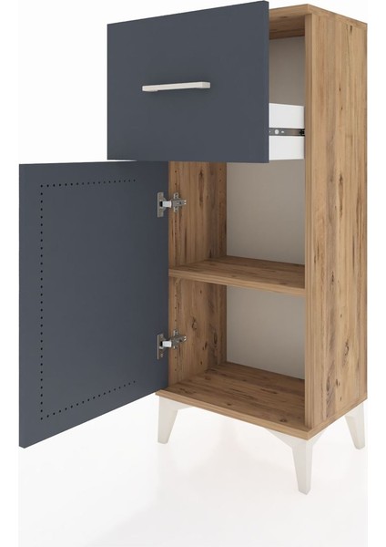 Arges Komodin Tek Raflı Tek Çekmeceli Tek Kapaklı 44X30X106 Çam-Antrasit fırsatları