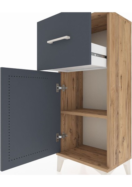 Arges Komodin Tek Raflı Tek Çekmeceli Tek Kapaklı 44X30X106 Çam-Antrasit indirimleri