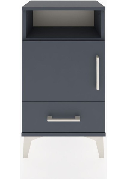 Arges Komodin 3 Raflı Tek Kapaklı 44X30X80 Antrasit-Antrasit