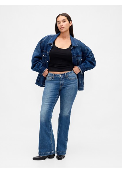 Kadın Denim Mavi Curvy Low Rise Long & Lean Jean Pantolon