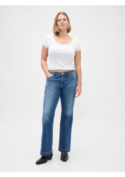Kadın Denim Mavi Curvy Low Rise Long & Lean Jean Pantolon fırsatları
