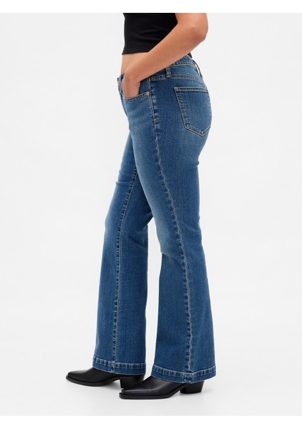 Kadın Denim Mavi Curvy Low Rise Long & Lean Jean Pantolon