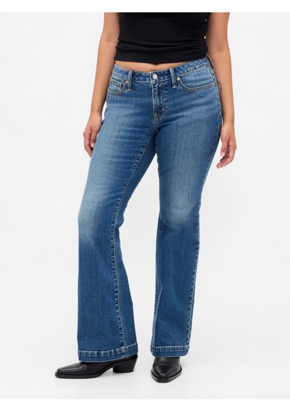 Kadın Denim Mavi Curvy Low Rise Long & Lean Jean Pantolon