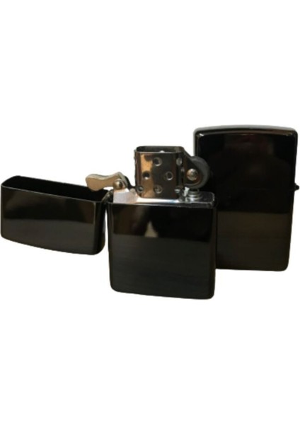 Metal Hediyelik Siyah Benzinli Çakmak