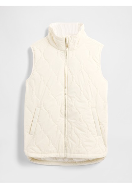 Kadın Krem Lightweight Kapitone Puffer Şişme Yelek fiyatları