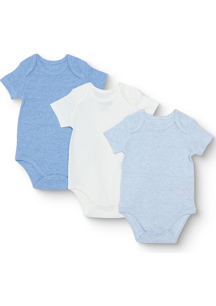 Erkek Bebek 3lü Atlet Body Ribana Bisiklet Yaka Kısa Kol