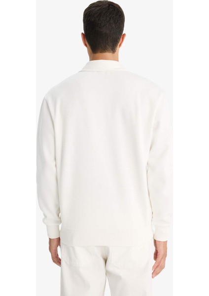 Regular Fit Dik Yaka Yarım Fermuarlı Basic Düz Sweatshirt X7405AZ25AU