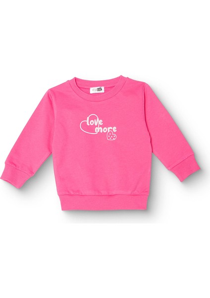 Kız Bebek Sweatshirt Şardonlu Iki Iplik Bisiklet Yaka Uzun Kol