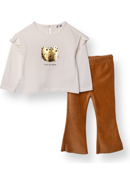 Kız Bebek Leopar Bluz-Tayt Uzun Kol Reçme Paça
