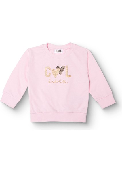 Kız Bebek Sweatshirt Şardonlu Iki Iplik Bisiklet Yaka Uzun Kol