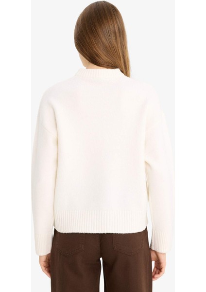 Oversize Geniş Kalıp Bisiklet Yaka Triko Kazak R6044AZ25WN