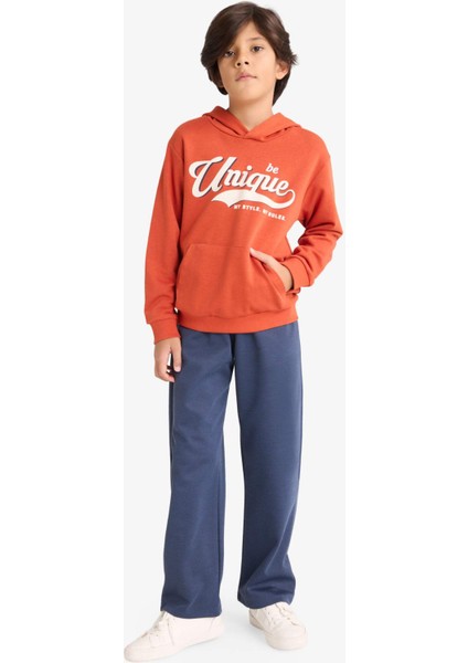 Erkek Çocuk 2'li Takım Kapüşonlu Baskılı Sweatshirt Eşofman Altı G3662A825AU