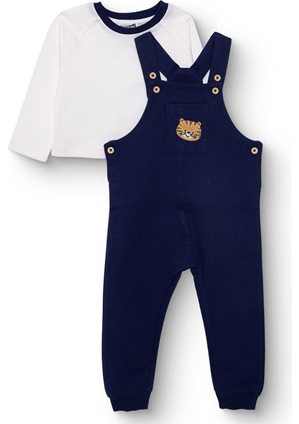 Erkek Bebek Salopet-Sweatshirt Iki Iplik Bisiklet Yaka Uzun Kol Reçme Paça