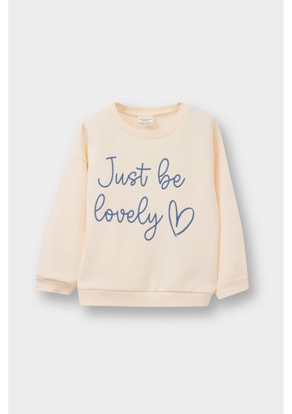 Kız Bebek Bisiklet Yaka Baskılı İçi Yumuşak Tüylü 2'li Sweatshirt F1468A525AU fiyatları