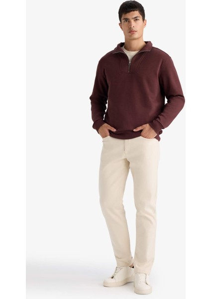 Regular Fit Yarım Balıkçı Yaka Fermuarlı Kalın Sweatshirt F4136AX25AU fiyatları