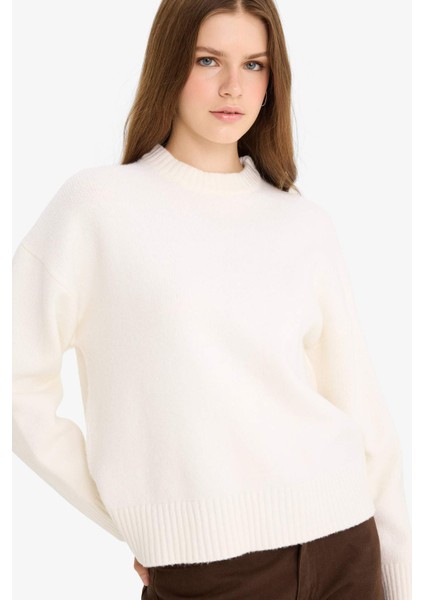 Oversize Geniş Kalıp Bisiklet Yaka Triko Kazak R6044AZ25WN