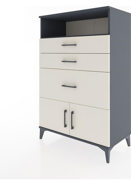 Hyperion Dolap Tek Raflı 3 Çekmeceli 2 Kapaklı 88X44X134 Antrasit-Aytaşı modelleri