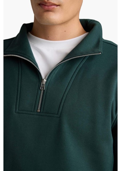 Regular Fit Yarım Balıkçı Yaka Fermuarlı Kalın Sweatshirt F4136AX25AU indirimleri