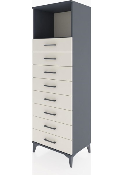 Hyperion Dolap Tek Raflı 8 Çekmeceli 60X44X182 Antrasit-Aytaşı modelleri