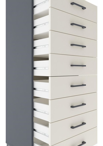 Hyperion Dolap Tek Raflı 8 Çekmeceli 60X44X182 Antrasit-Aytaşı indirimleri