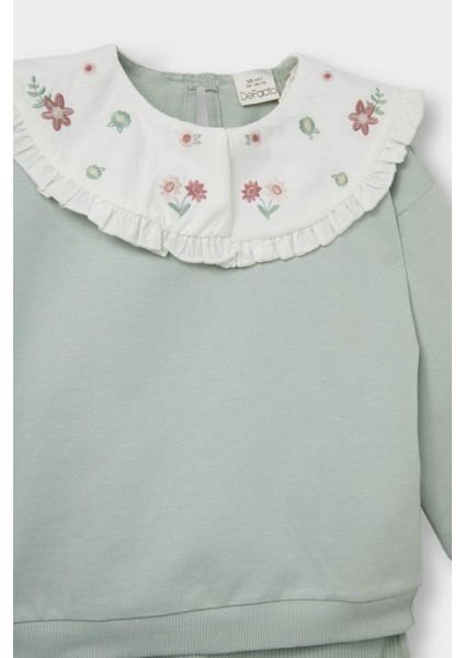 Kız Bebek 2'li Takım Büyük Yaka Sweatshirt Eşofman Altı F6299A525WN modelleri