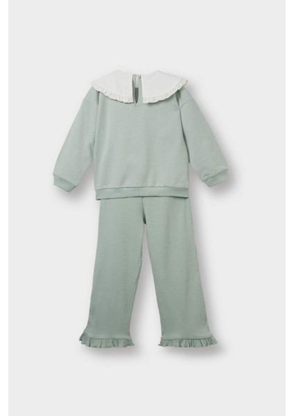 Kız Bebek 2'li Takım Büyük Yaka Sweatshirt Eşofman Altı F6299A525WN fırsatları