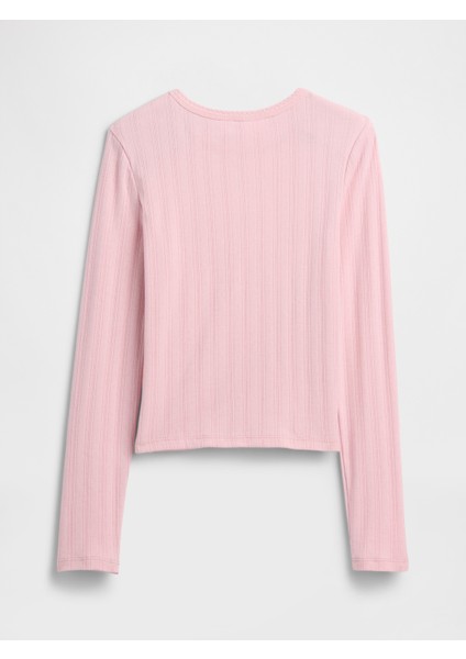 Kız Çocuk Açık Pembe Fitilli Pointelle T-Shirt fiyatları