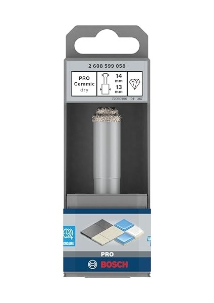 1x Döner Matkaplar Için Pro Ceramic Dry Matkap Ucu, Silindirik Şaft (Döşemeler, Sert, Ø 14 Mm, Professional Aksesuar Döner Matkap/vidalamalar) modelleri