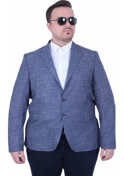 Mocgrande Erkek Büyük Beden 6 Drop Blazer Tuna Ceket 500601 Lacıvert
