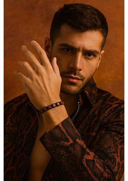 Erkek Makrome Bileklik – Kırmızı Jaspis Doğaltaş & Siyah Ip fiyatları