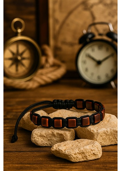 Erkek Makrome Bileklik – Kırmızı Jaspis Doğaltaş & Siyah Ip indirimleri