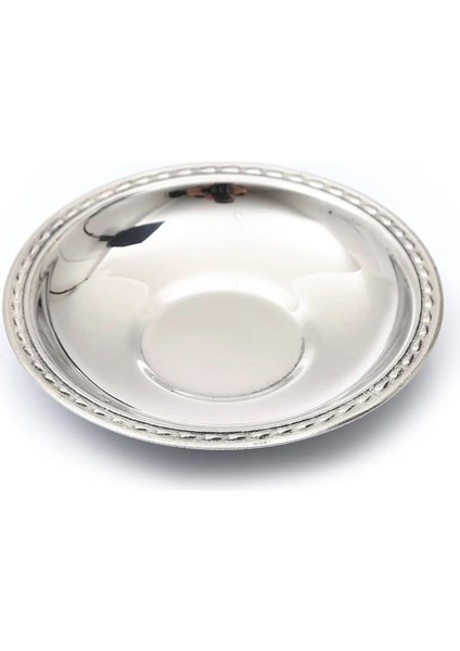 Çay Tabağı 12&apos;li Paslanmaz Çelik Metal Parlak Çay Tabak Damla Lokanta Kafe Restaraunt 430 0,40MM