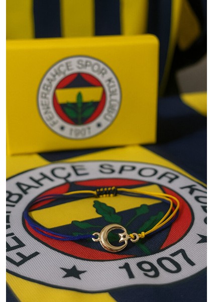 Fenerbahçe Ay Yıldız Figürlü El Yapımı Bileklik – Ayarlanabilir Makrome