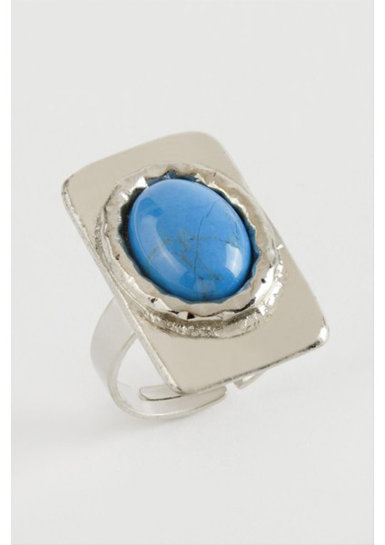 Dikdörtgen Turkuaz Taşlı Yüzük