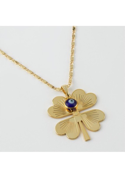 Yonca Figürlü Nazarlı Kolye