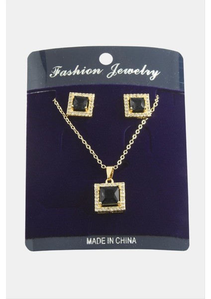 Kare Zirkon Taşlı Set Kolye modelleri