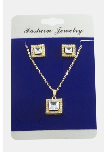Kare Zirkon Taşlı Set Kolye fırsatları