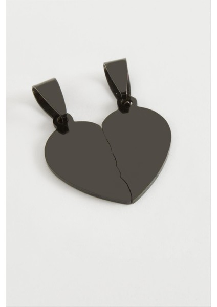 Kalp Isim Yazılabilir Çift Çelik Kolye Ucu 2,5 cm