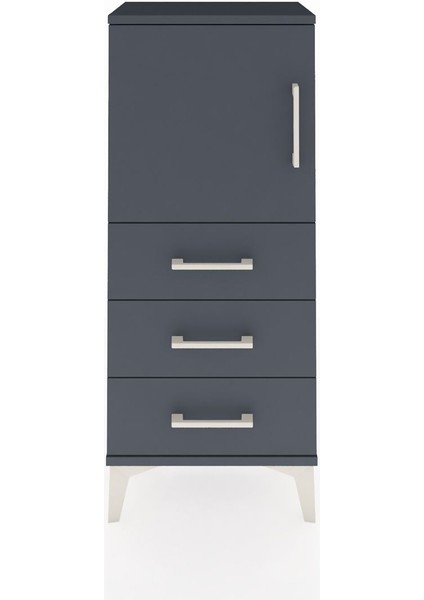 Arges Komodin 2 Raflı 3 Çekmeceli Tek Kapaklı 44X30X106 Antrasit-Antrasit